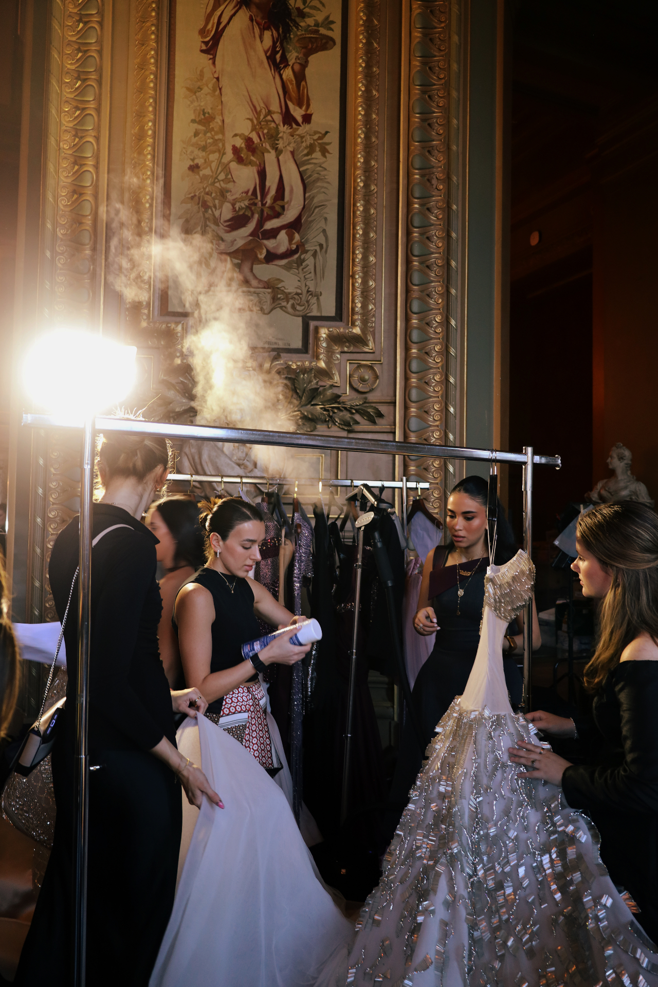 Backstage steaming before the show