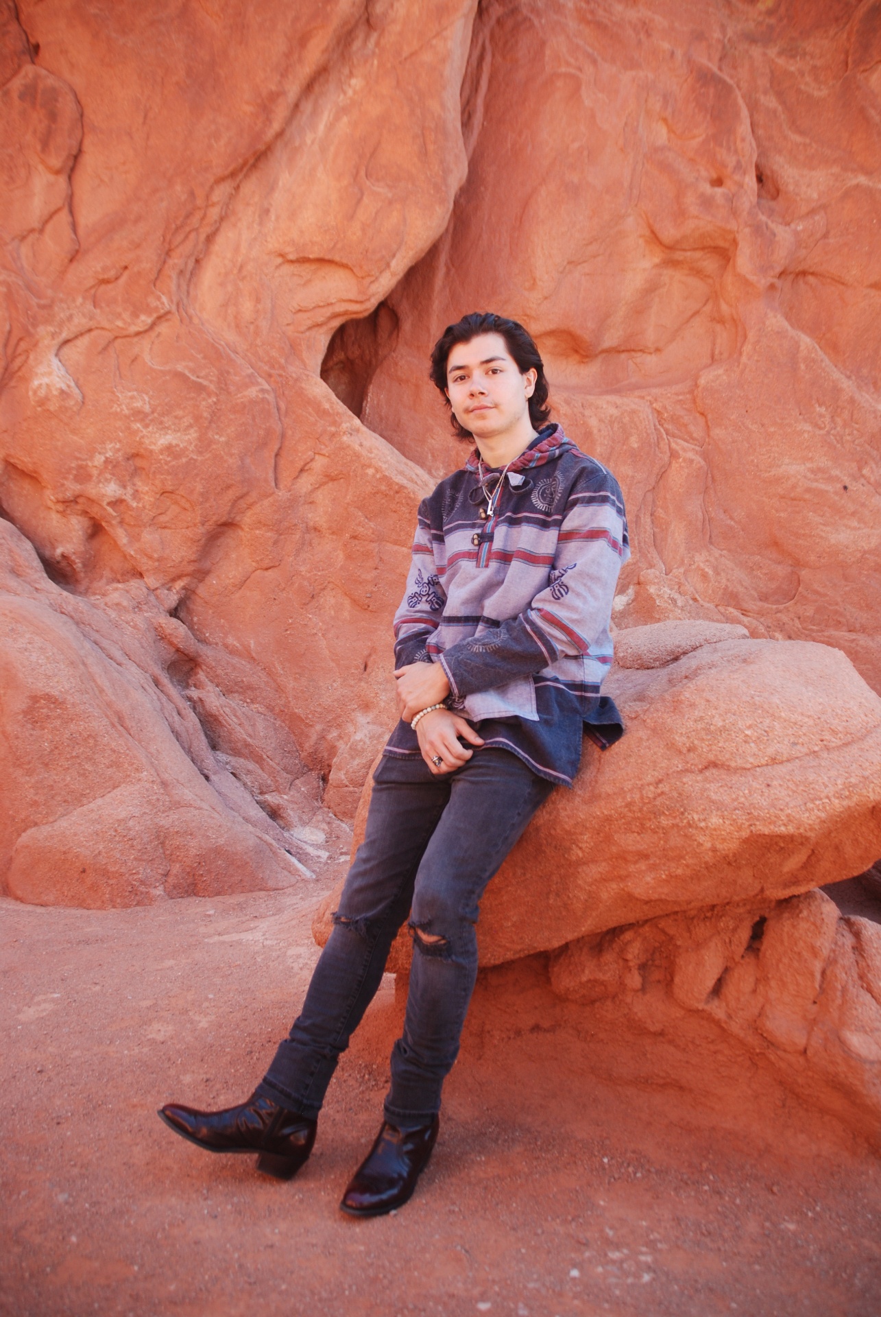 Portrait against red rock formations